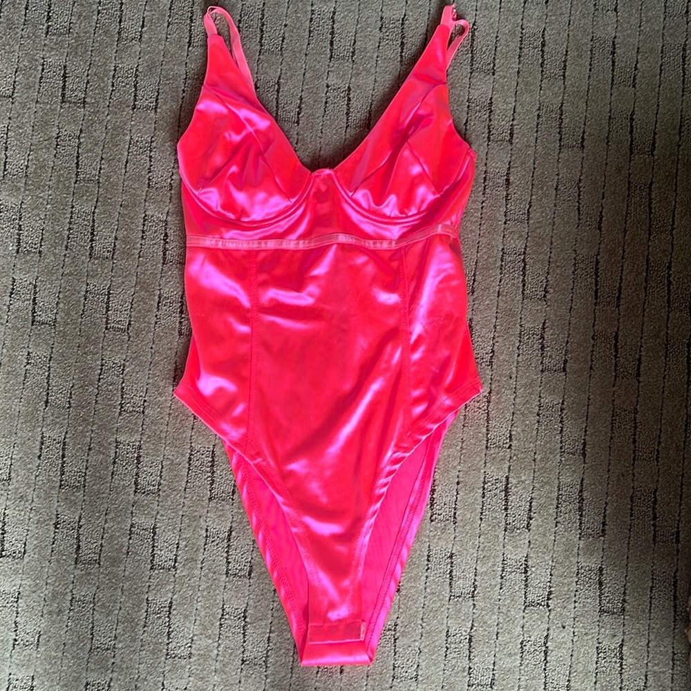 Metallicy pink bustier style bodysuit
